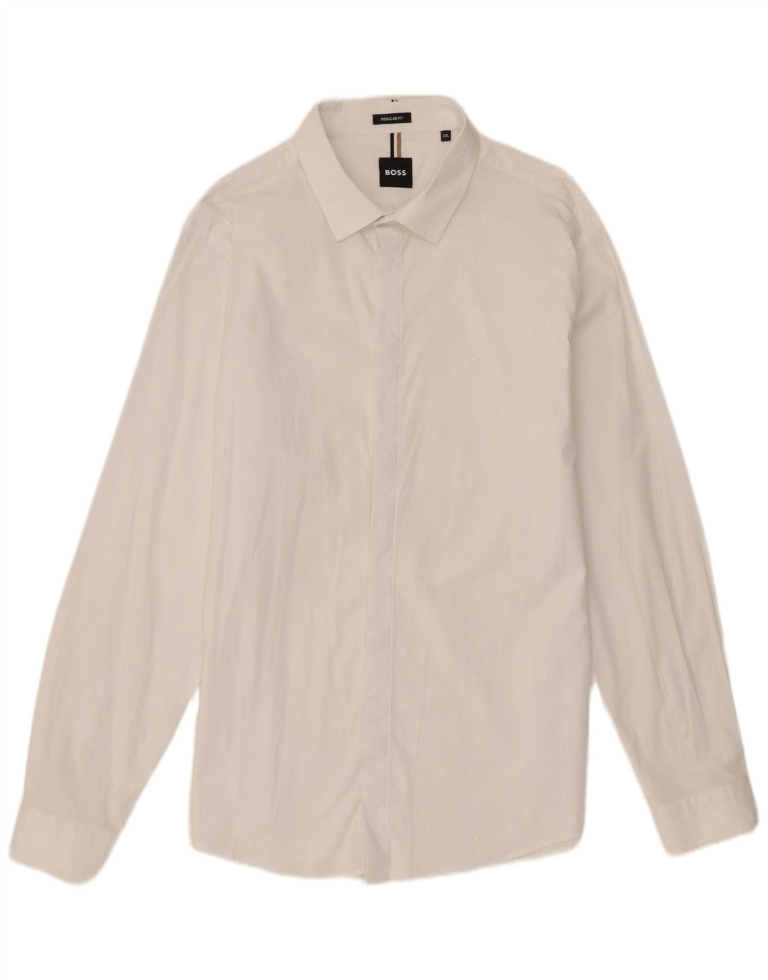 Hugo Boss Herren-Hemd mit normaler Passform, 3XL, weiße Baumwolle
