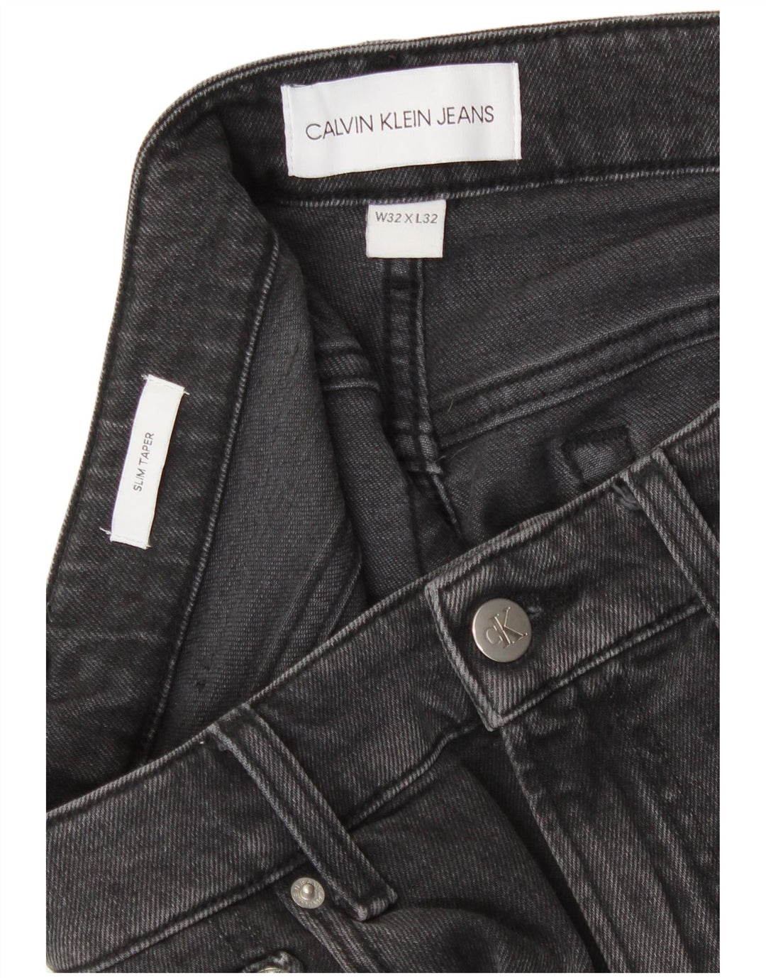 Calvin Klein Herren Slim Tapered Jeans W32 L32 Graue Baumwolle