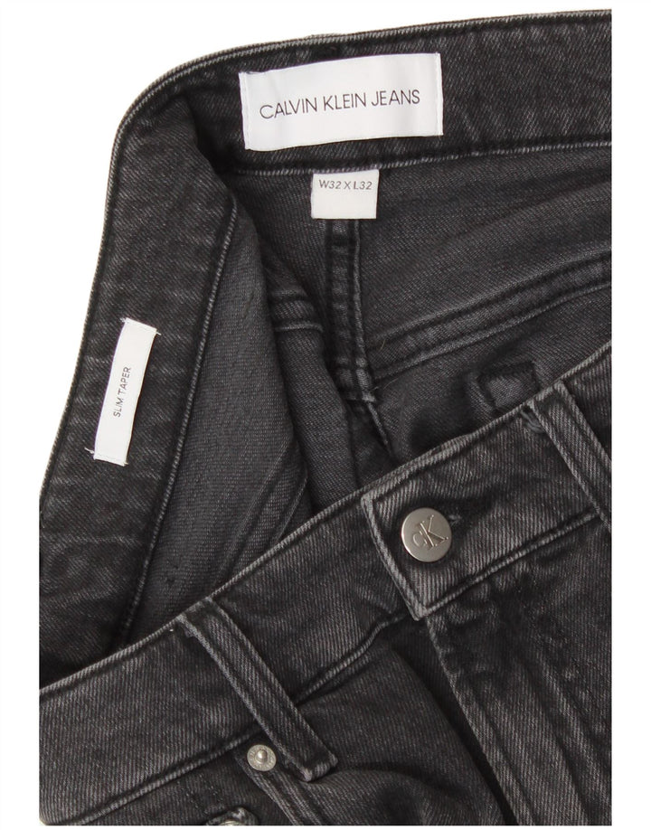 Calvin Klein Herren Slim Tapered Jeans W32 L32 Graue Baumwolle