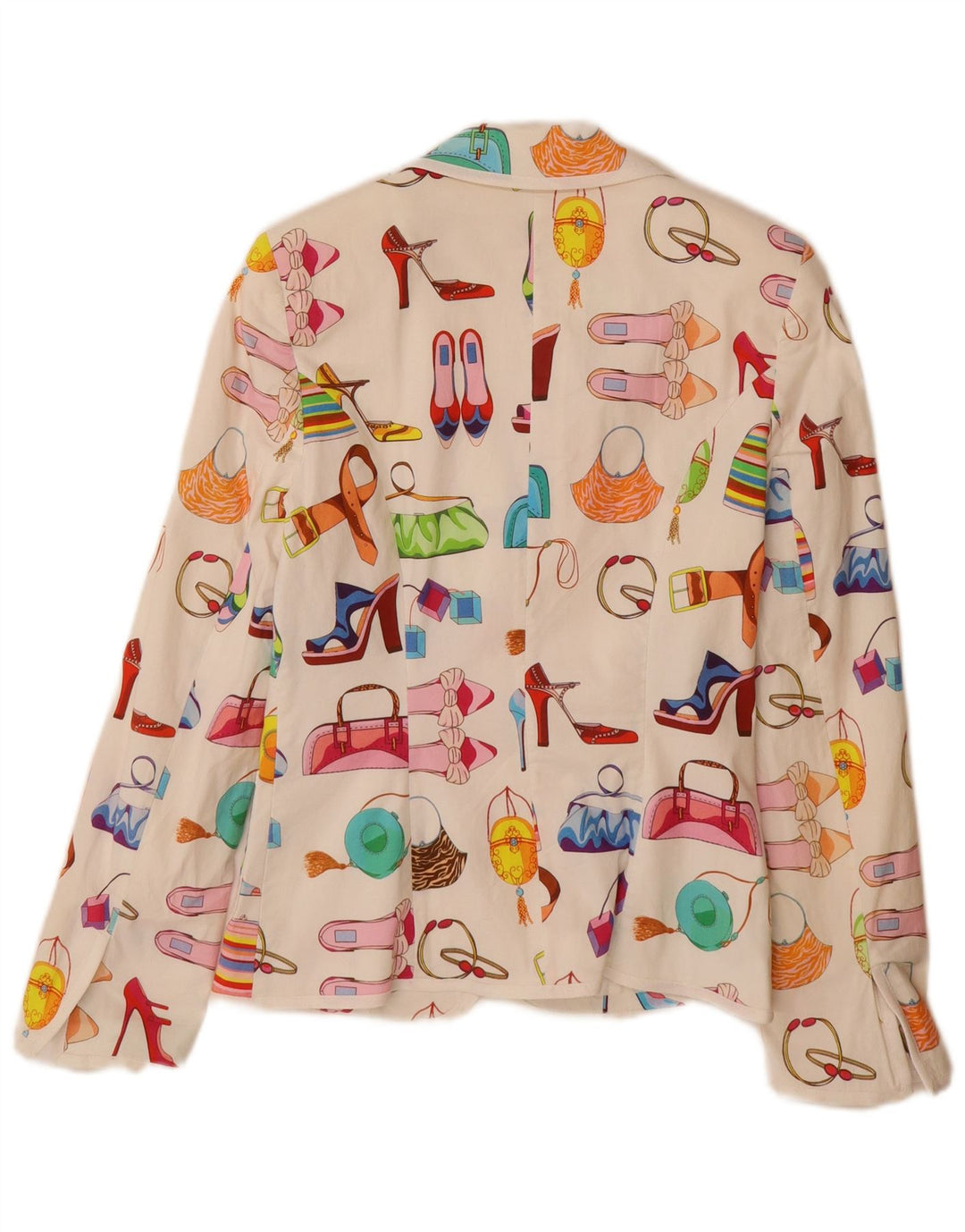 Vintage Damen Blazer mit abstraktem Muster, UK 12, mittelweiße Baumwolle