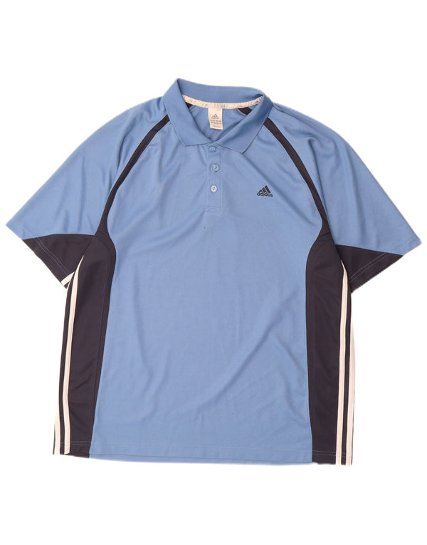 Adidas Herren Poloshirt UK 46/48 XL Blau Colourblock Polyester