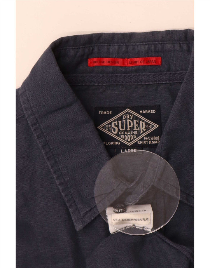 Superdry Herren-Hemd, groß, marineblau, Baumwolle