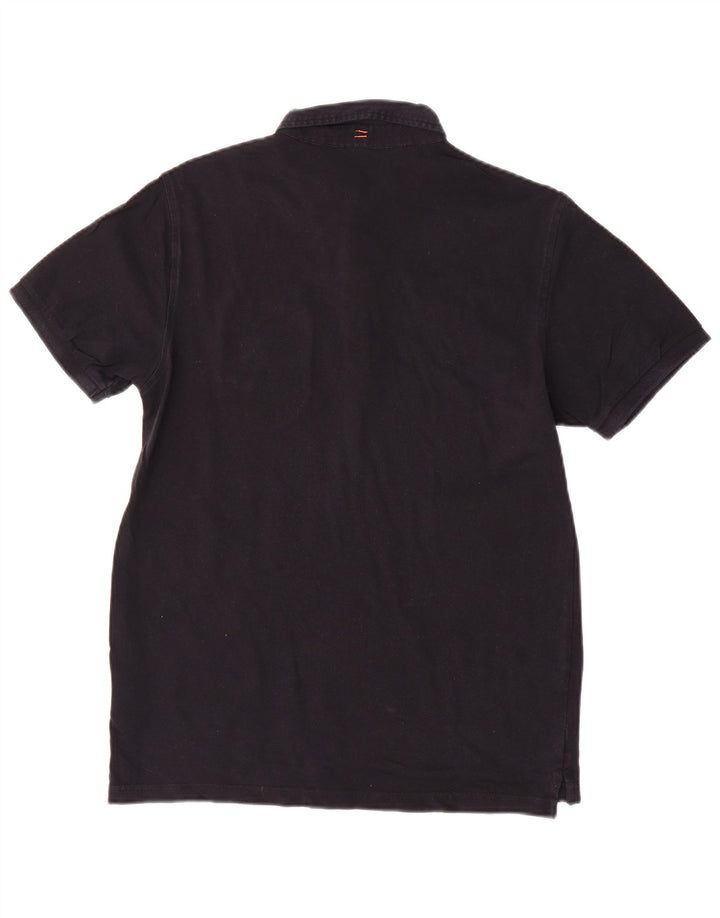Sun68 Herren-Poloshirt aus mittelschwarzer Baumwolle