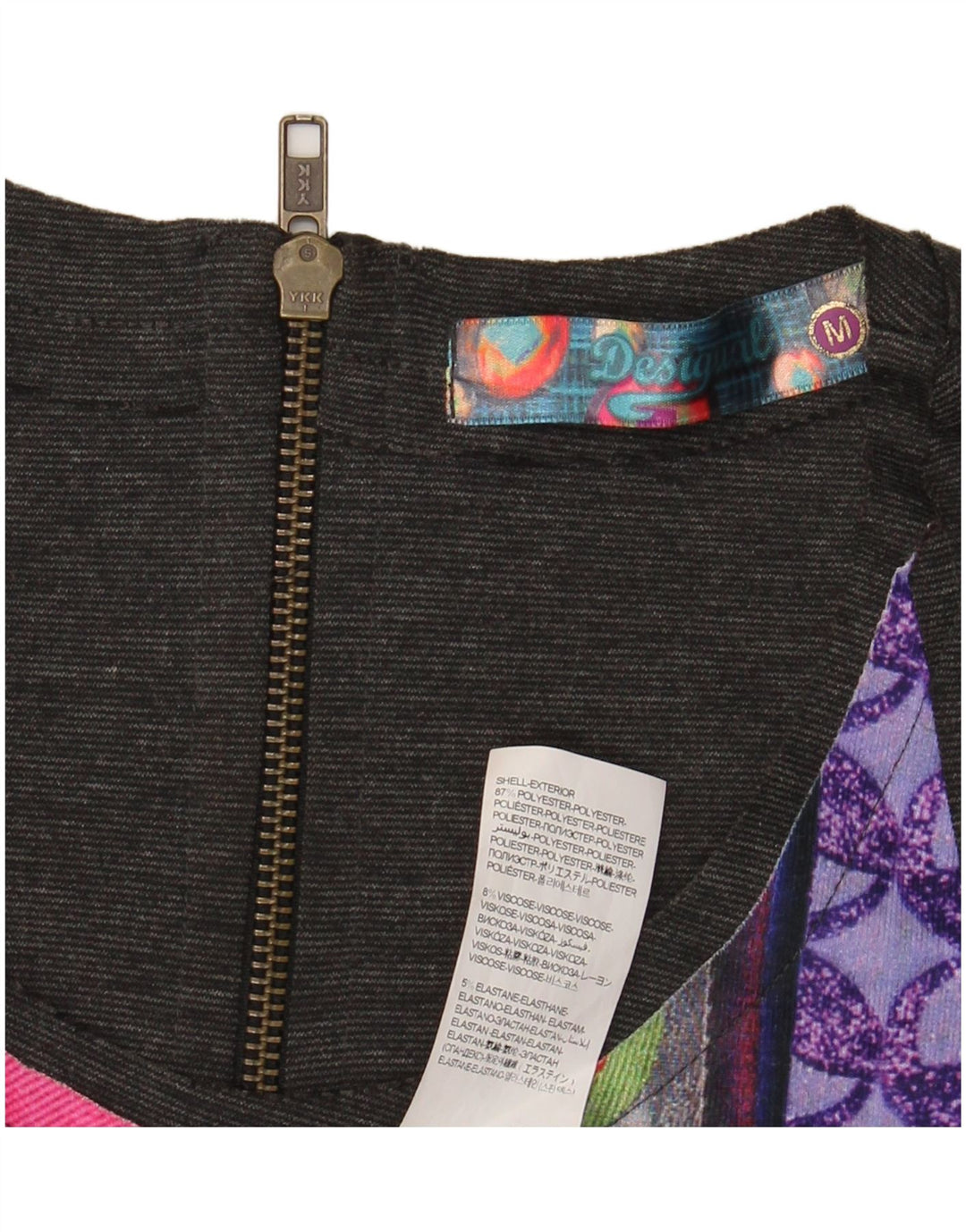 DESIGUAL Damen Ärmelloses Etuikleid UK 14 Mittelgrau Patchwork