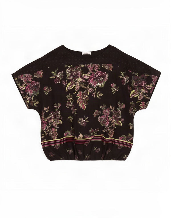Marks & Spencer Damen Blusenoberteil UK 22 3XL Schwarz geblümtes Polyester