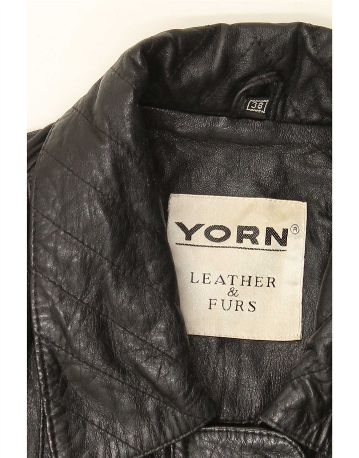 Yorn Damen Ledermantel EU 38 Mittelschwarz