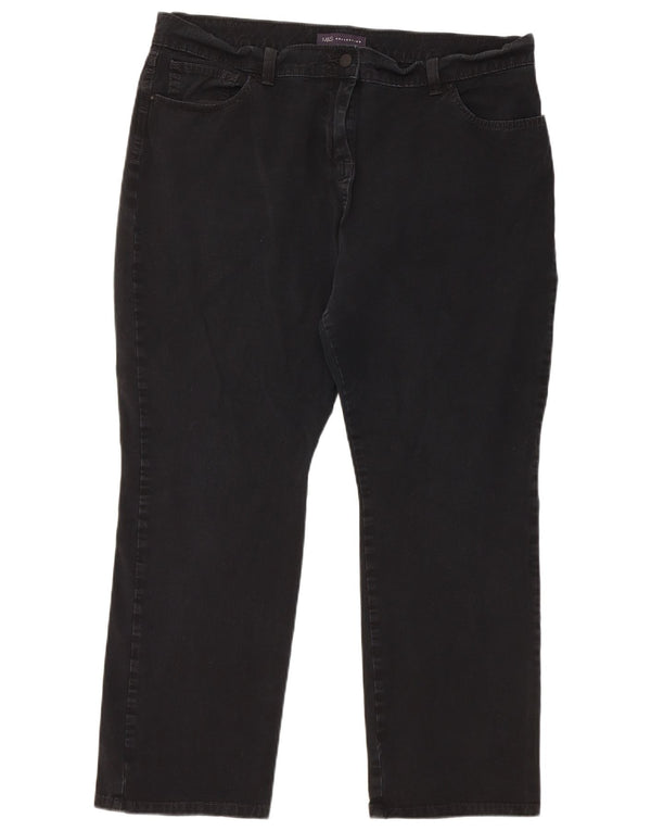 Marks & Spencer Damen Gerade Freizeithose UK 18 XL W38 L26 Schwarz