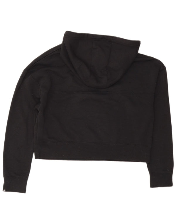 Nike Womens Oversized Crop Graphic Hoodie Pullover UK 10 Small Schwarz Baumwolle