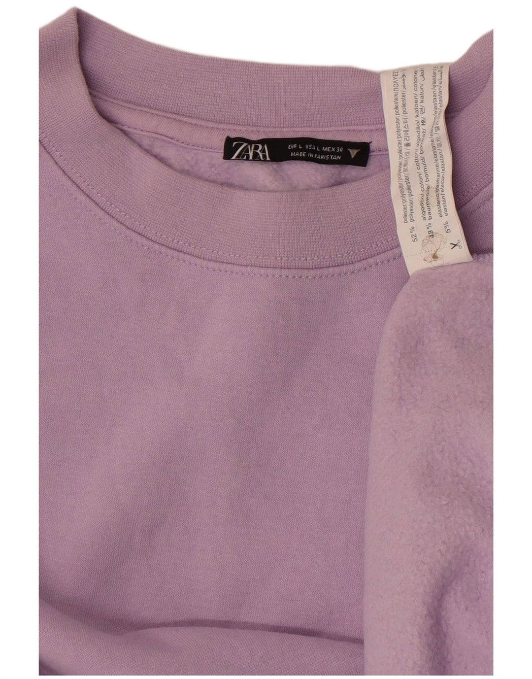 Zara Damen Crop Sweatshirt Pullover UK 16 Large Lila Polyester