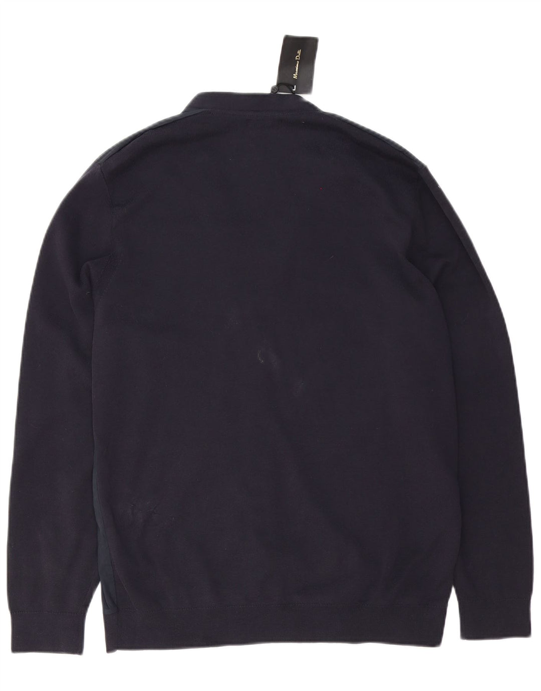 Massimo Dutti Herren-Strickjacke mit normaler Passform, großes marineblaues Polyamid