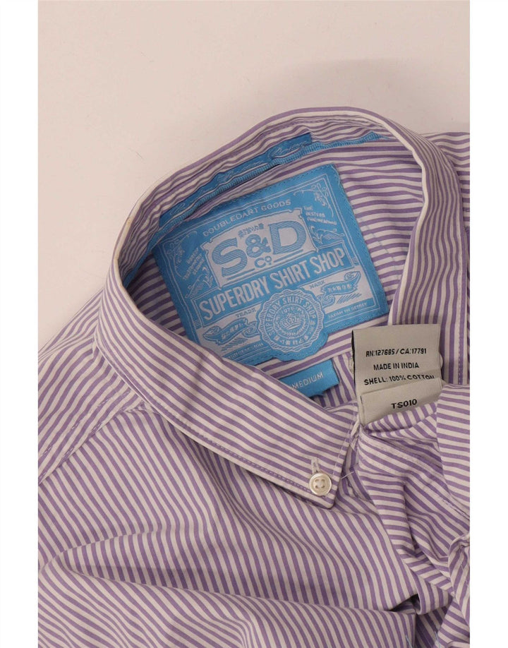 Superdry Herren-Hemd aus mittelvioletter Nadelstreifen-Baumwolle