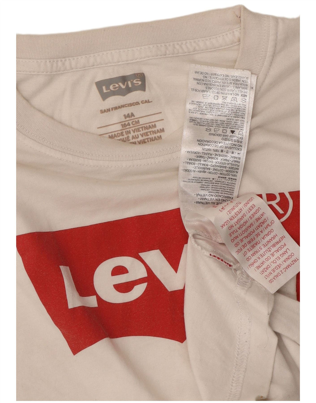 LEVI'S Mädchen-T-Shirt mit Grafik, 13–14 Jahre, weiße Baumwolle