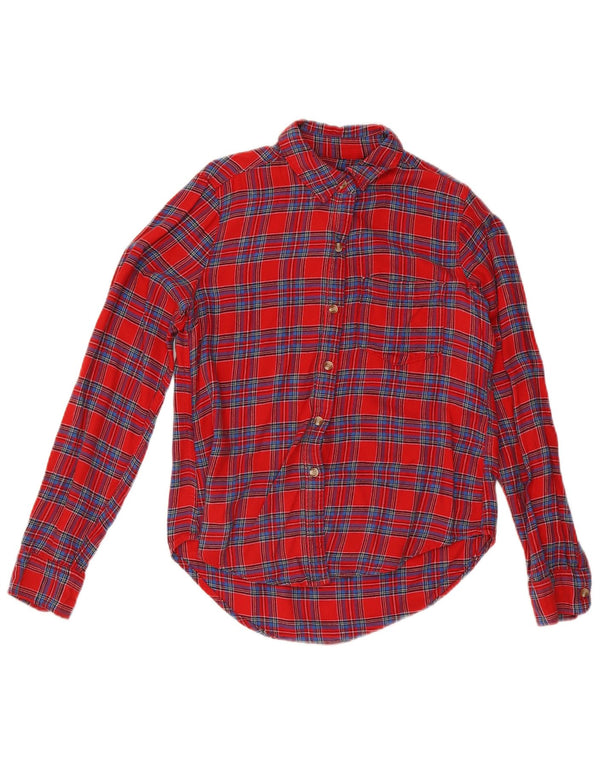 Abercrombie & Fitch Damen Flanellhemd UK 6 XS rot karierte Baumwolle