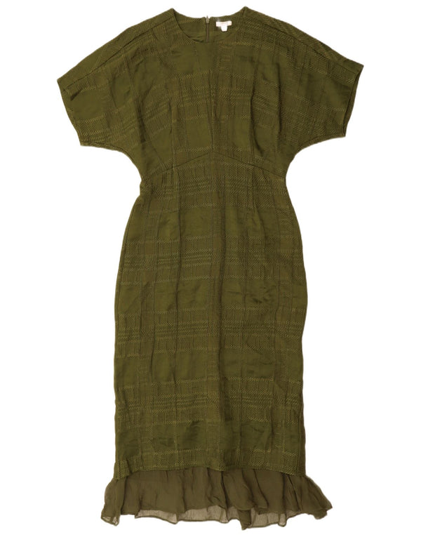 Jigsaw Damen-Meerjungfrauenkleid, Größe S, grün, kariert, Viskose