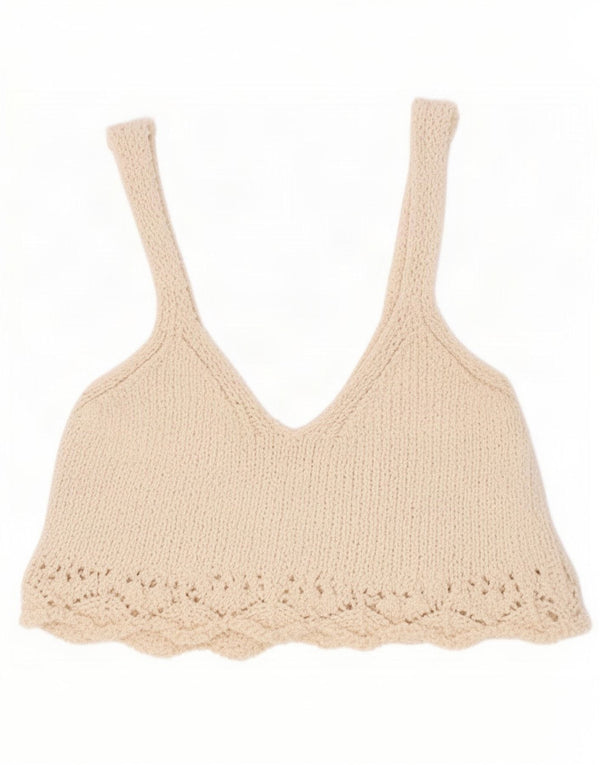 Zara Damen-Strick-Cami-Top, Gr. 8, Off-White
