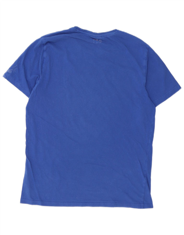 Fila Herren Grafik-T-Shirt-Oberteil aus mittelblauer Baumwolle