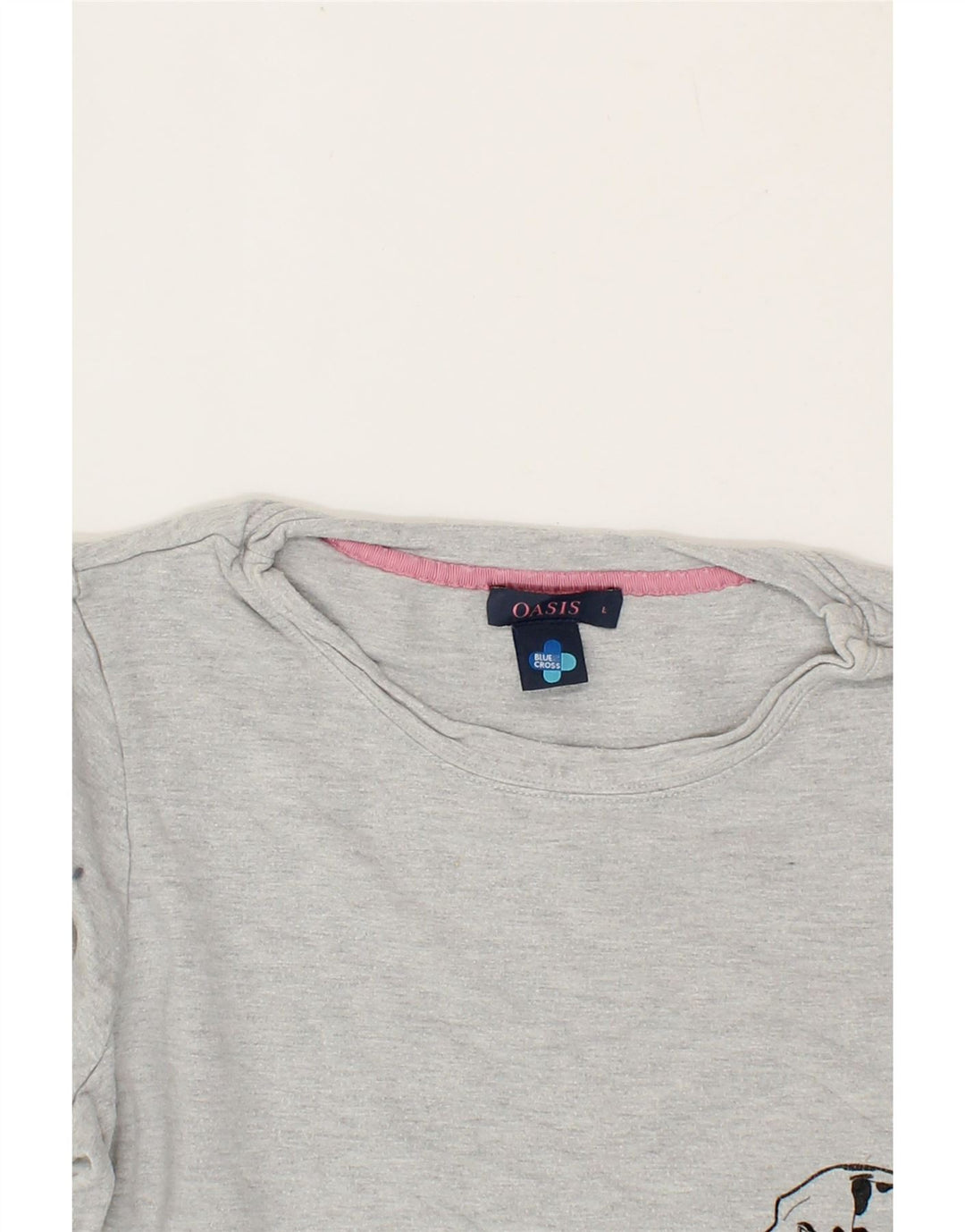 OASIS Womens Graphic Sweatshirt Jumper UK 16 Large Grey Viscose Vintage Oasis and Second-Hand Oasis from Messina Hembry 