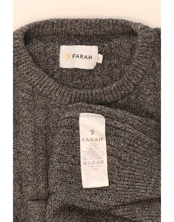 Farah Herren-Pullover mit Rundhalsausschnitt, groß, aus grauer Baumwolle