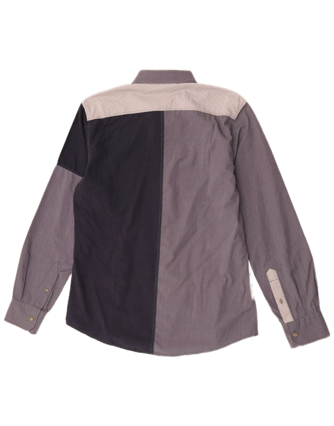 Desigual Herren-Grafikhemd aus mittelblauer Colourblock-Baumwolle