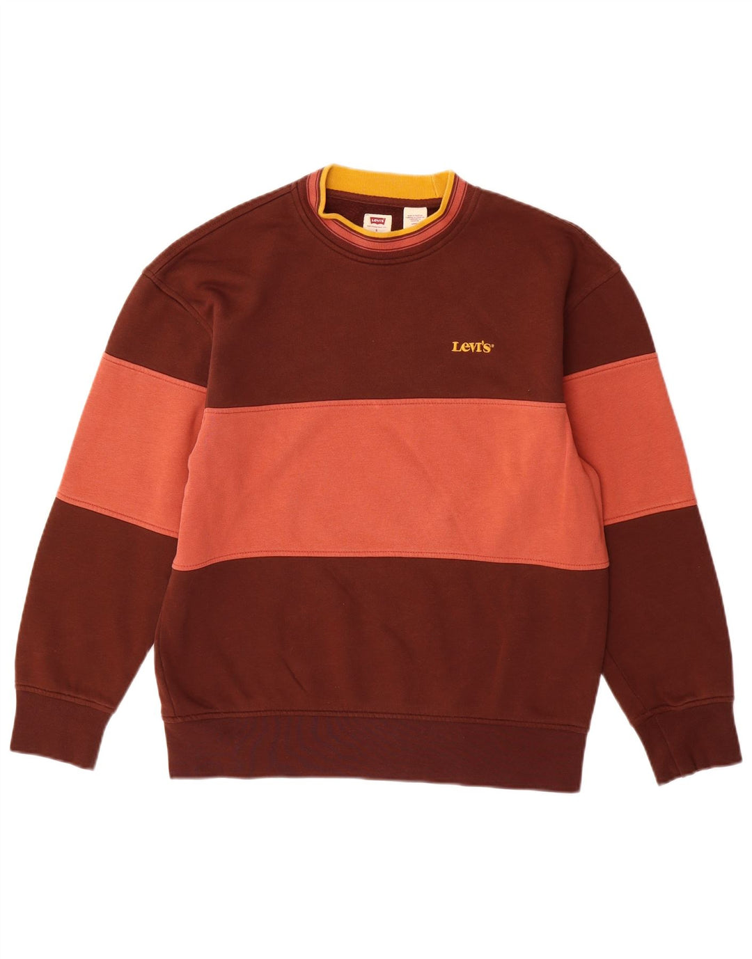 Levi's entspannter Herren-Sweatshirt-Pullover aus kleiner, brauner Colourblock-Baumwolle