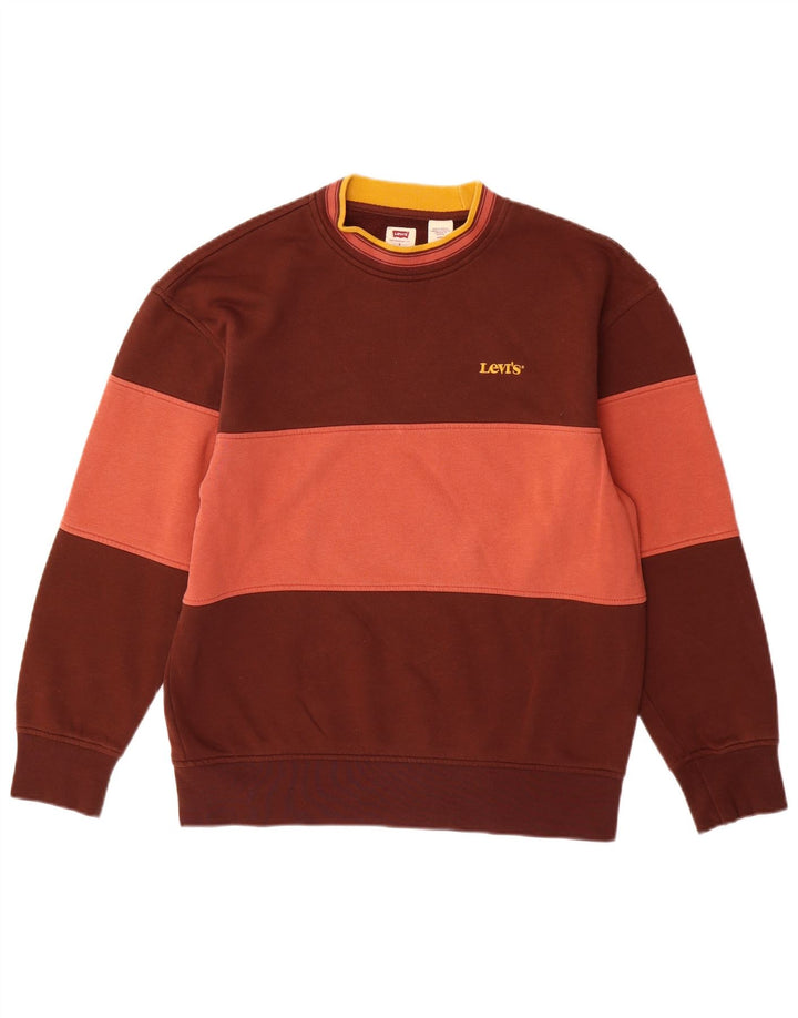 Levi's entspannter Herren-Sweatshirt-Pullover aus kleiner, brauner Colourblock-Baumwolle
