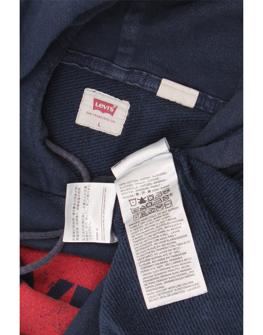 Levi's Damen-Kapuzenpullover mit Grafik, übergroß, UK 16, Größe L, Marineblau, Baumwolle