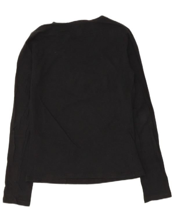 Armani Jeans Damen Graphic Top Langarm UK 14 Mittelschwarze Baumwolle