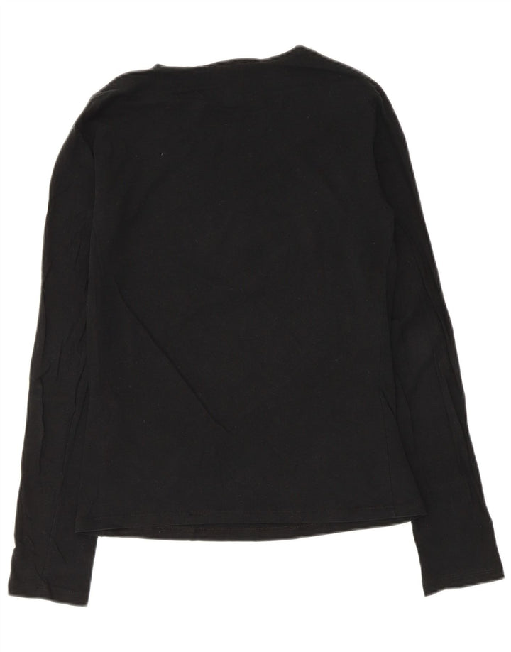 Armani Jeans Damen Graphic Top Langarm UK 14 Mittelschwarze Baumwolle