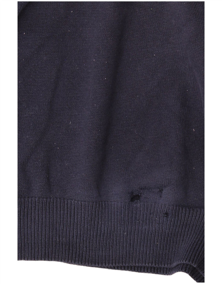 Marks & Spencer Herren-Pullover mit V-Ausschnitt aus mittelblauer Baumwolle