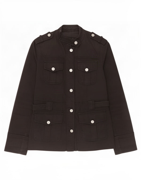 Massimo Dutti Damen Militärjacke UK 10 Small Schwarz Baumwolle