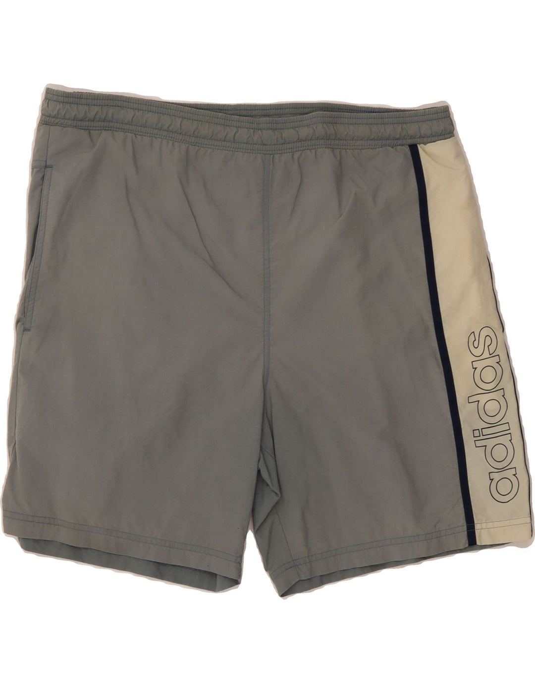 ADIDAS Mens Graphic Sport Shorts Large  Grey Colourblock Polyester Vintage Adidas and Second-Hand Adidas from Messina Hembry 