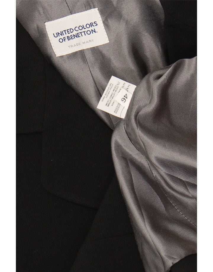 BENETTON Damen 3-Knopf-Blazerjacke IT 46 Large Schwarz Polyester