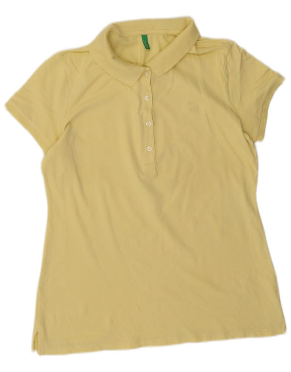 Benetton Damen Poloshirt UK 12 Mittelgelb