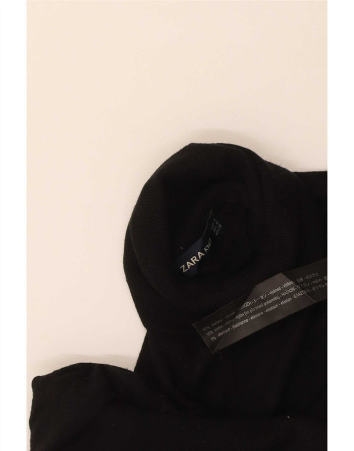 Zara Damen-Pullover mit Rollkragen, Gr. 8, Größe S, schwarze Viskose