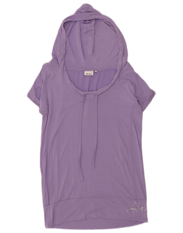 Ellesse Womens Hooded T-Shirt Top UK 16 Large Purple Viscose