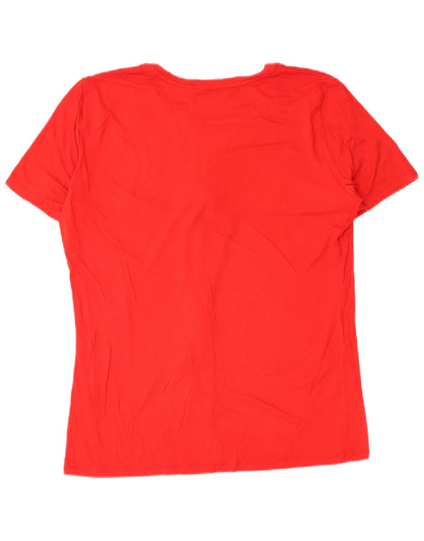 Guess Damen T-Shirt Top UK 16 Große rote Viskose
