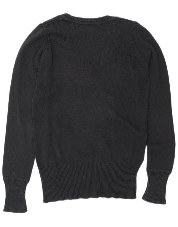 Zara Damen-Pullover mit V-Ausschnitt, Gr. 16, Größe L, Schwarz, Baumwolle