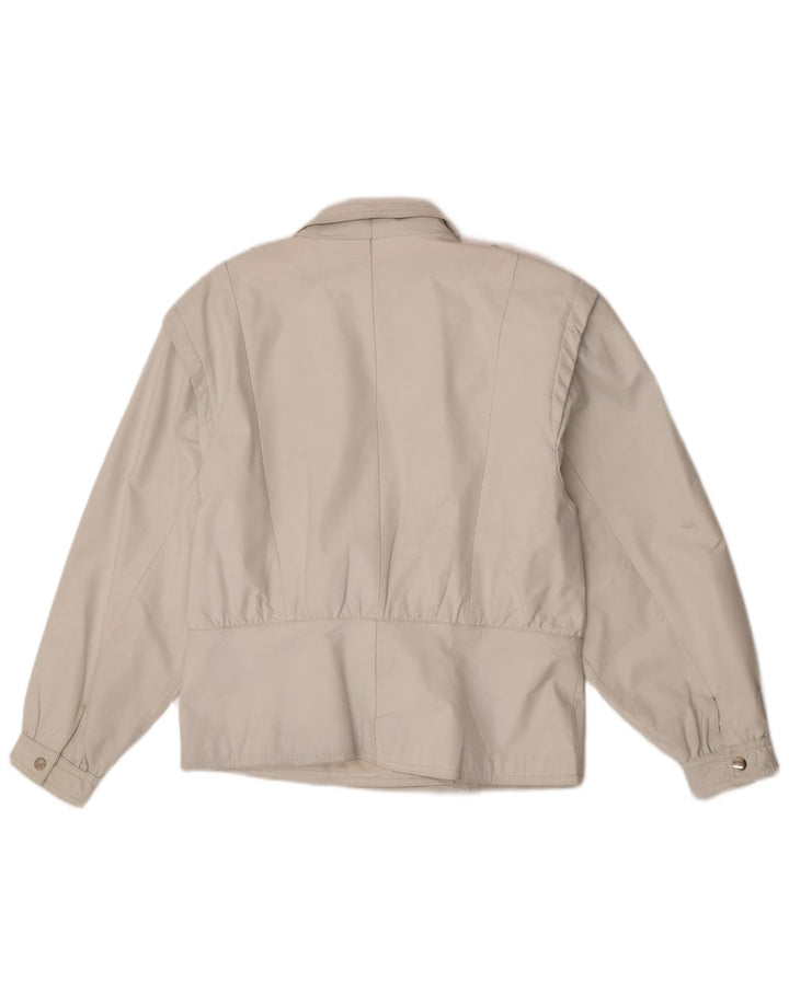 Vintage Damen Militärlederjacke EU 42 Großes weißes Leder