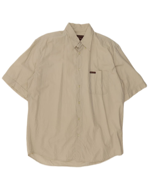 Marlboro Classics Mens Short Sleeve Shirt XL Beige Cotton