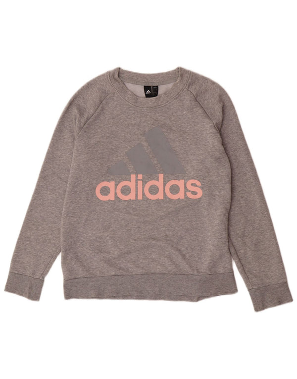 Adidas Damen Graphic Sweatshirt Pullover UK 16/18 Große graue Baumwolle