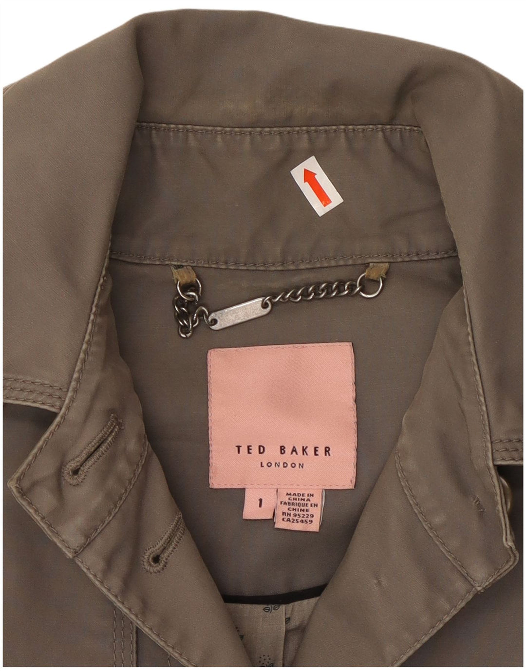 TED BAKER Damen Kurzer Trenchcoat Größe 1 XS Graue Baumwolle
