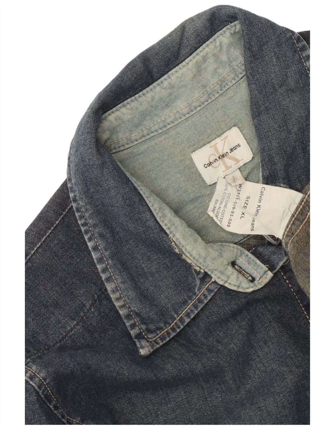 Calvin Klein Jeans Damen Jeanshemd XL Blaue Baumwolle