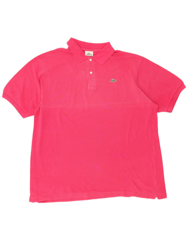 LACOSTE Herren Poloshirt Größe 7 2XL Rosa Baumwolle