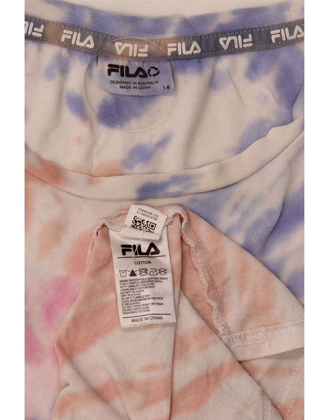 Fila T-Shirt-Oberteil für Jungen, 13–14 Jahre, mehrfarbig, Batik-Baumwolle