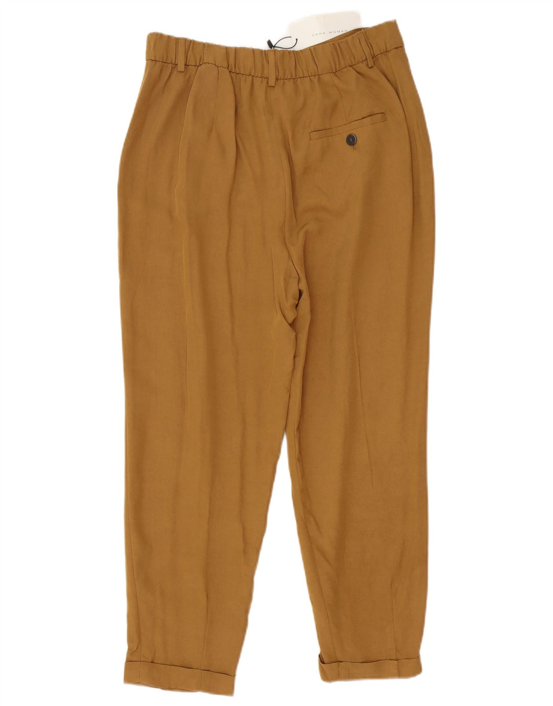 Zara Damen Tapered Cropped-Hose Mittelgroß W30 L24 Braune Viskose