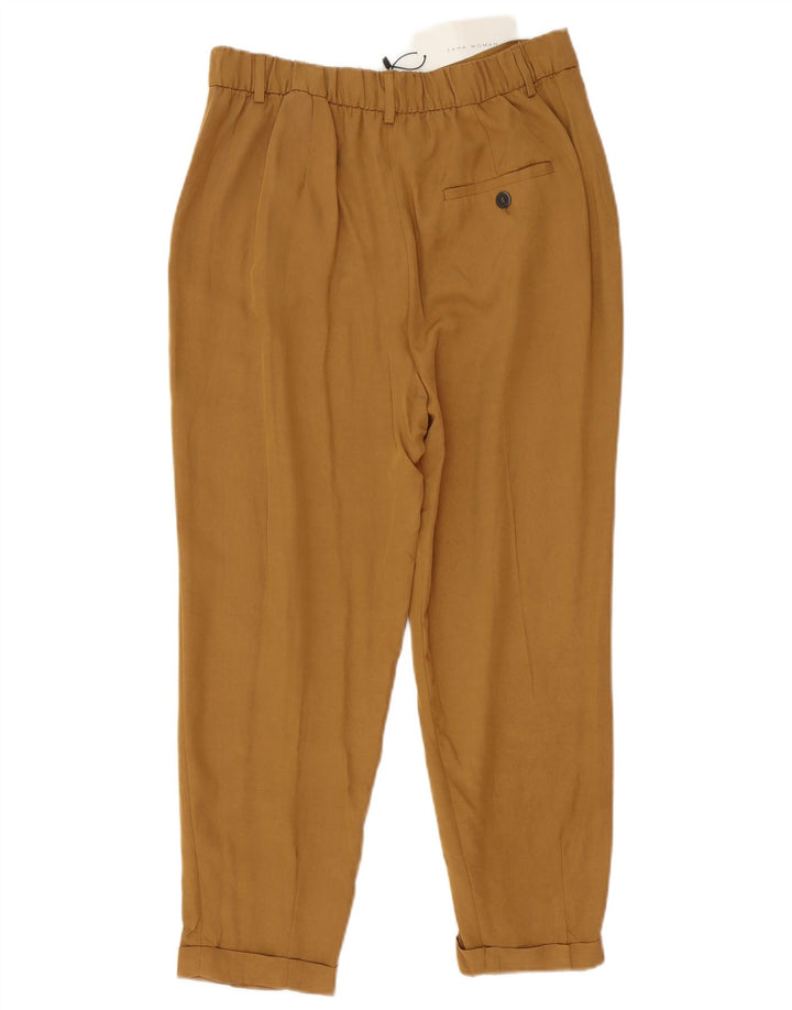 Zara Damen Tapered Cropped-Hose Mittelgroß W30 L24 Braune Viskose