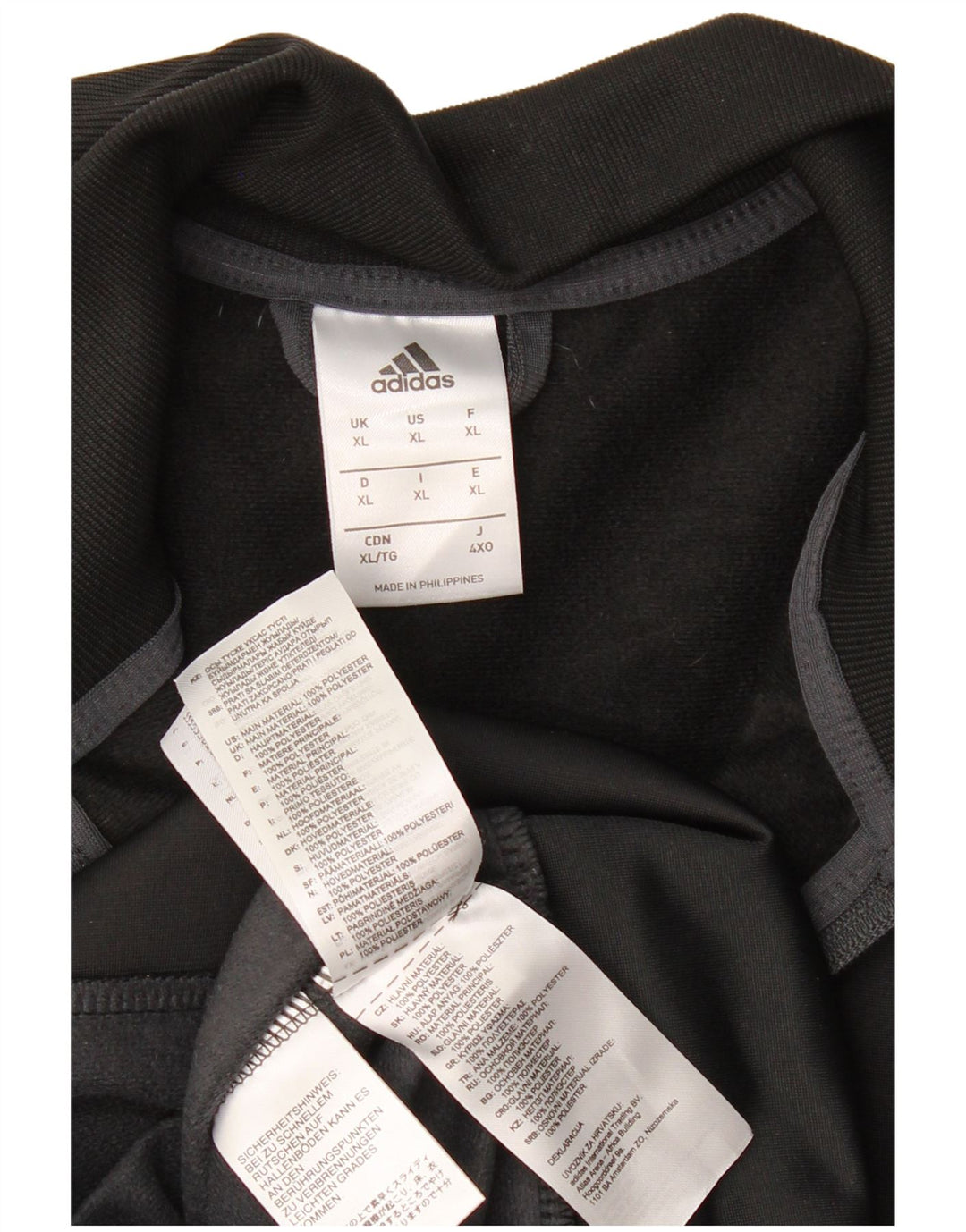 Adidas Herren-Trainingsanzug-Top-Jacke XL, graues Colourblock-Polyester