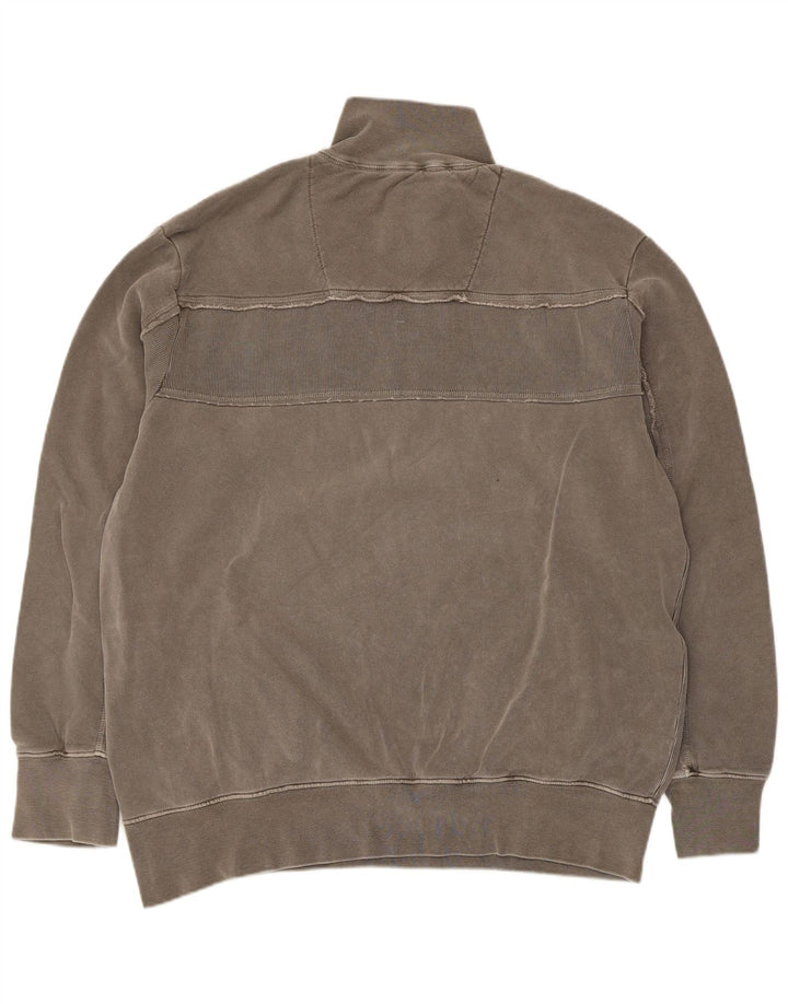 Vintage Herren Sweatshirt mit grafischem Reißverschluss und Reißverschluss, Größe L, Grau