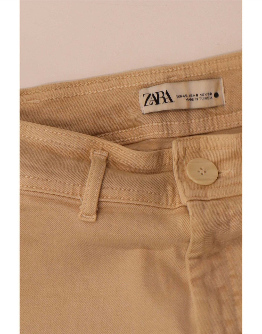 Zara Damen-Jeans mit weitem Bein, EU 40, mittelgroß, W30, L31, Beige