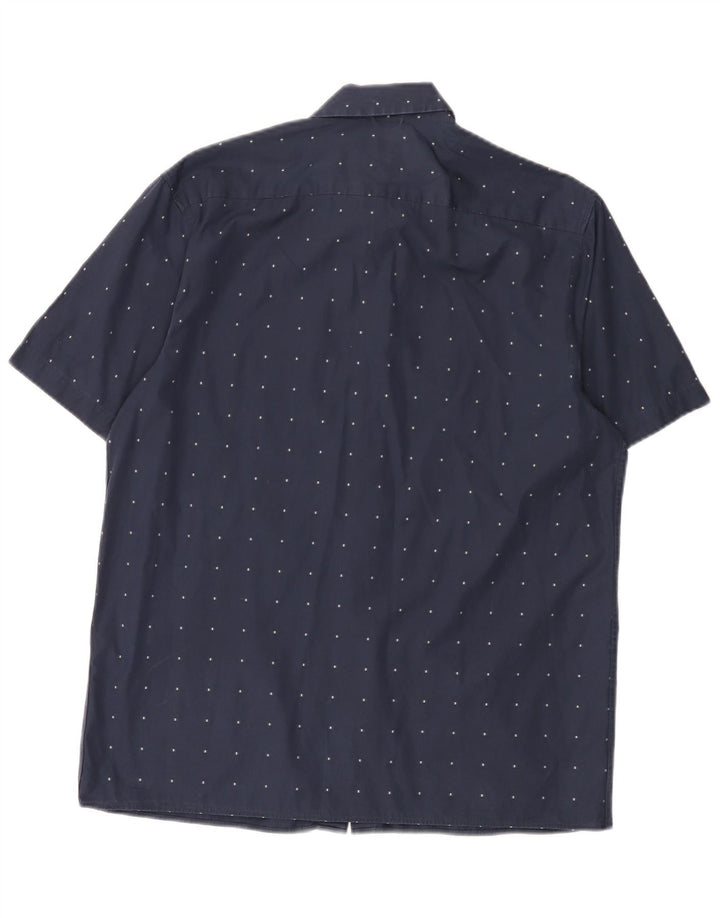 Ted Baker Herren-Kurzarmhemd, Größe 3, mittelgroß, marineblau, geometrische Baumwolle